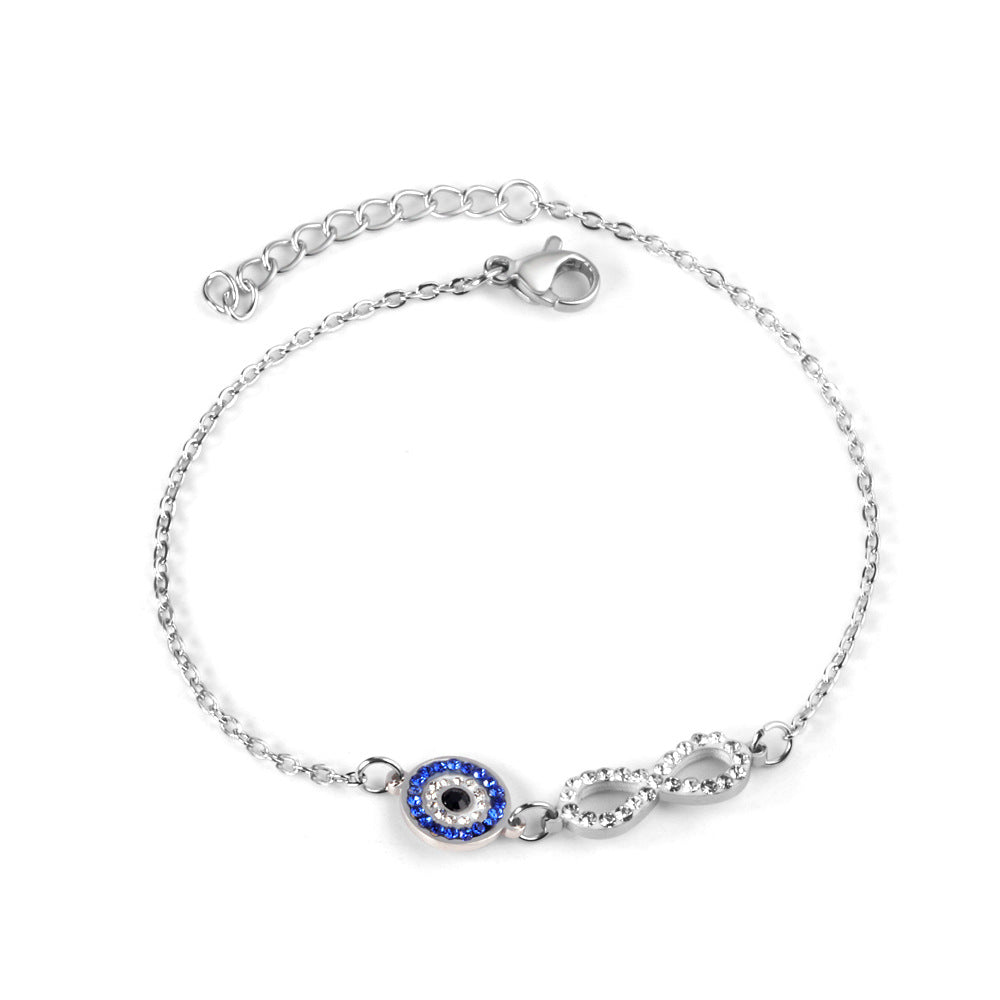 Wholesale Devil's Eye Vintage Stainless Steel Diamond Bracelet